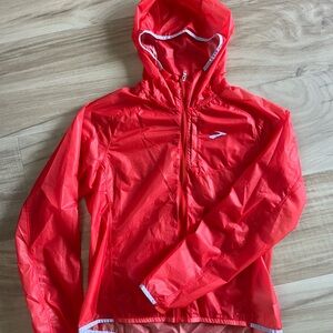 Brooks Red Running Windbreaker Jacket with Hood